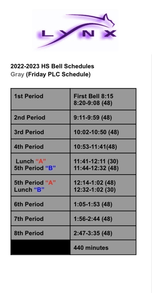 gray schedule